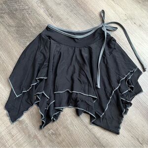 Black and Grey Polyester Mesh Whimsigoth Pixie Skirt